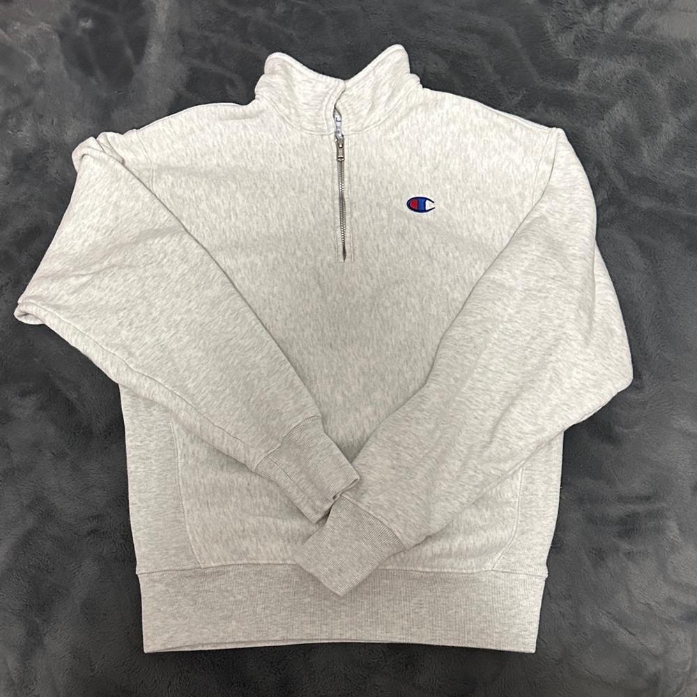 Champion Light Gray Zip-Up Sweater